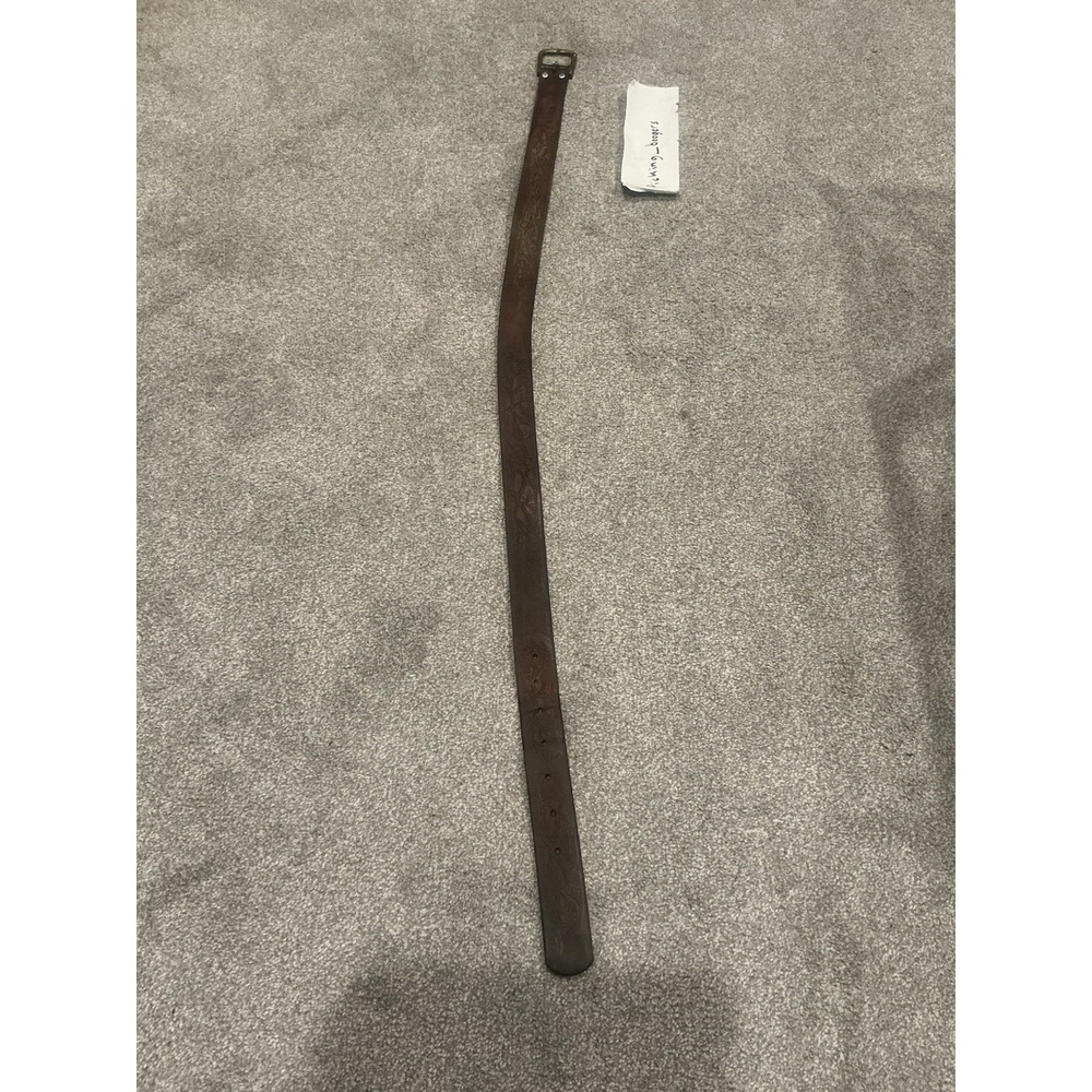 Leegin Men's Vintage Tooled Leather Brown Belt, Size 36